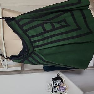 MAEVE X ANTHROPOLOGIE TSUGA WOOL BLEND GREEN BLACK PIPING PLEATED SKIRT SZ 4